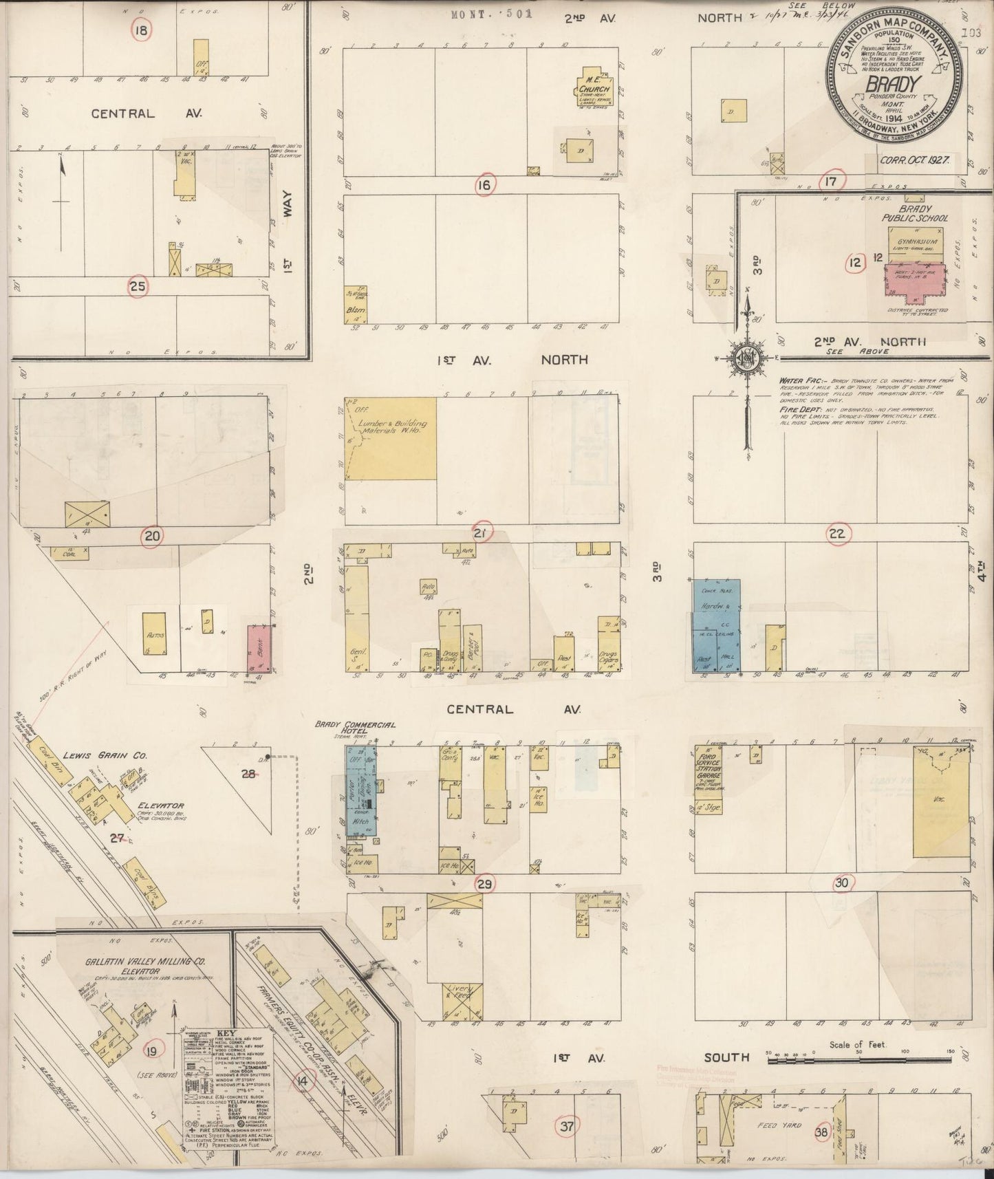 Sanborn Fire Insurance Map from Brady, Teton County, Montana (1927), Sheet #0001 - Historic Sanborn Fire Insurance Map Print, vintage old map wall art, antique decor, genealogy gift, Montana Montana map