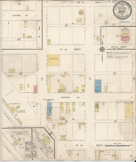 Sanborn Fire Insurance Map from Brady, Teton County, Montana (1927), Sheet #0001 - Historic Sanborn Fire Insurance Map Print, vintage old map wall art, antique decor, genealogy gift, Montana Montana map