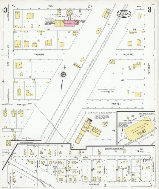 Sanborn Fire Insurance Map from Garland, Dallas County, Texas (1927), Sheet #0003 - Historic Sanborn Fire Insurance Map Print, vintage old map wall art, antique decor, genealogy gift, Texas Texas map
