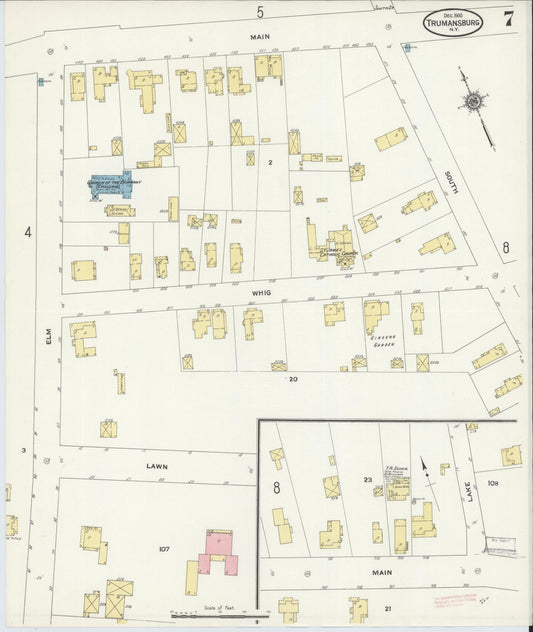 Sanborn Fire Insurance Map from Trumansburg, Tompkins County, New York (1910), Sheet #0007 - Historic Sanborn Fire Insurance Map Print, vintage old map wall art, antique decor, genealogy gift, New York New York map