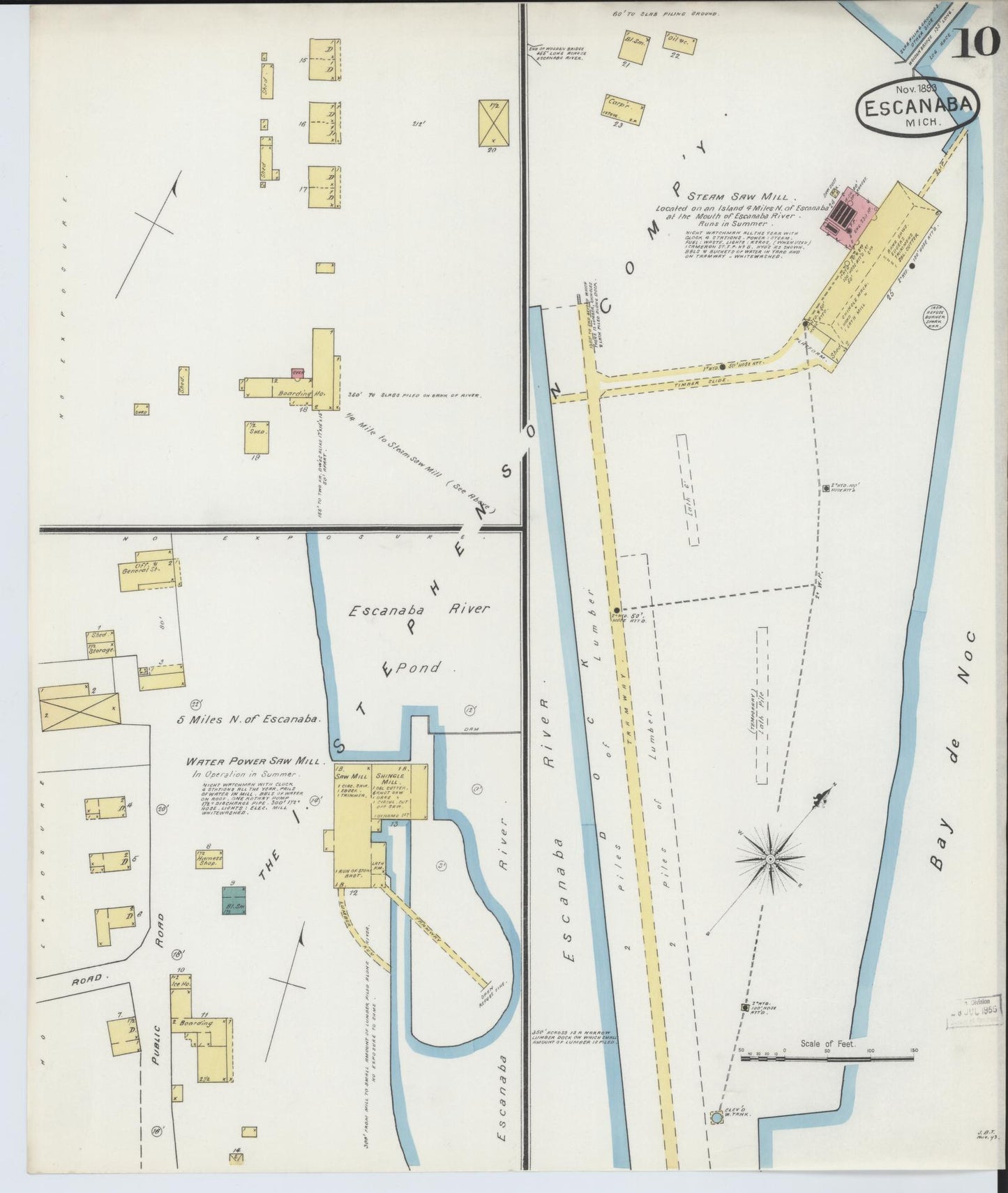 Sanborn Fire Insurance Map from Escanaba, Delta County, Michigan (1893), Sheet #0010 - Complete Map Set gallery image, historic Sanborn map, vintage wall art, Michigan Michigan