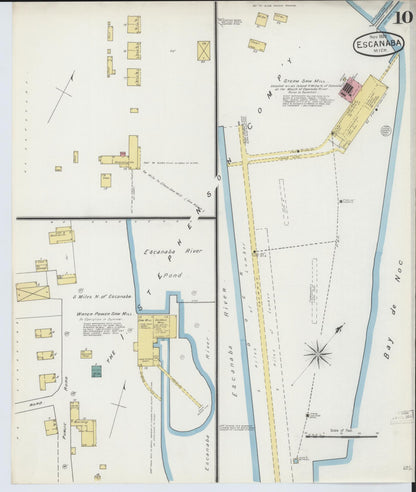Sanborn Fire Insurance Map from Escanaba, Delta County, Michigan (1893), Sheet #0010 - Complete Map Set gallery image, historic Sanborn map, vintage wall art, Michigan Michigan