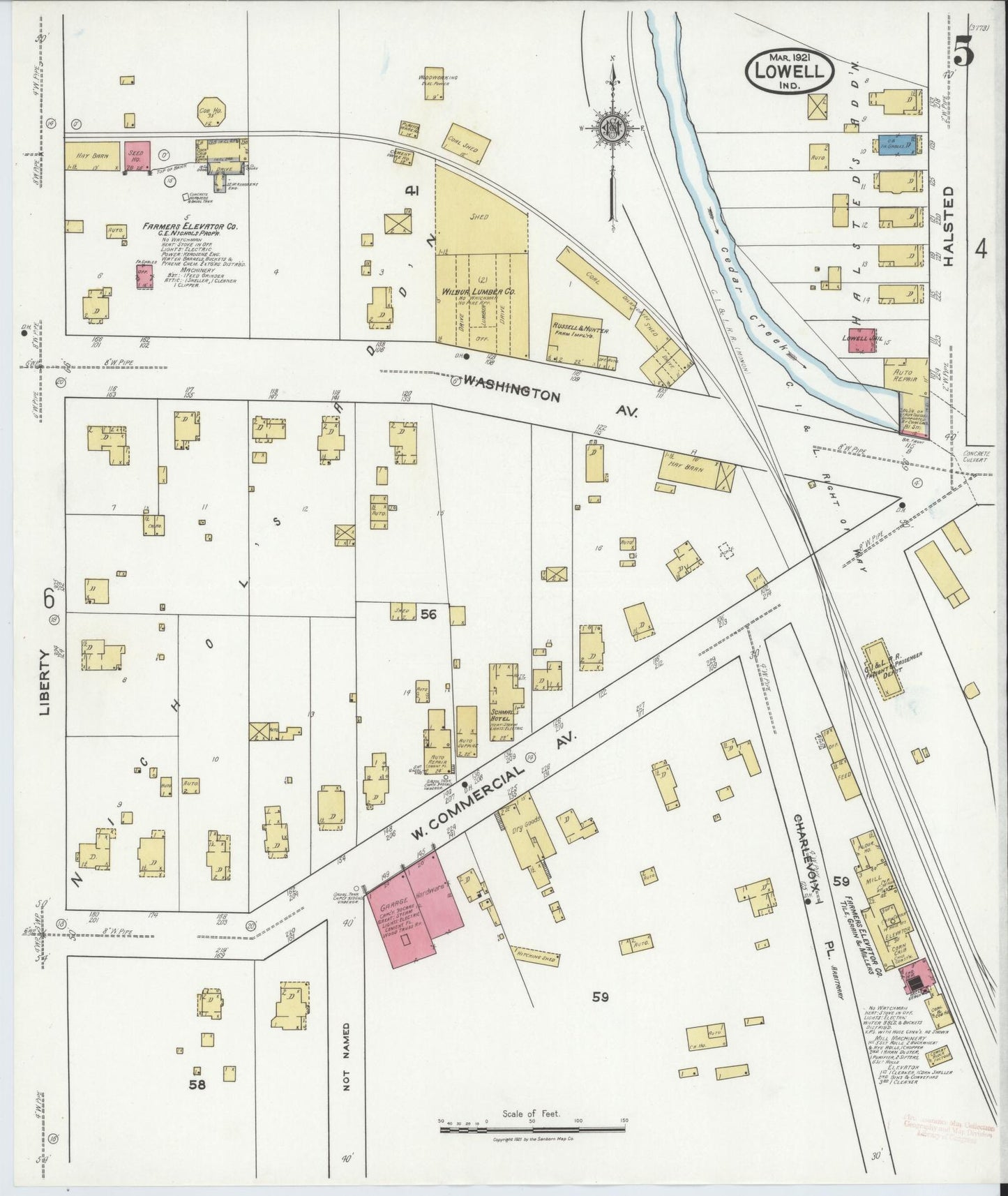 Sanborn Fire Insurance Map from Lowell, Lake County, Indiana (1921), Sheet #0005 - Complete Map Set gallery image, historic Sanborn map, vintage wall art, Indiana Indiana