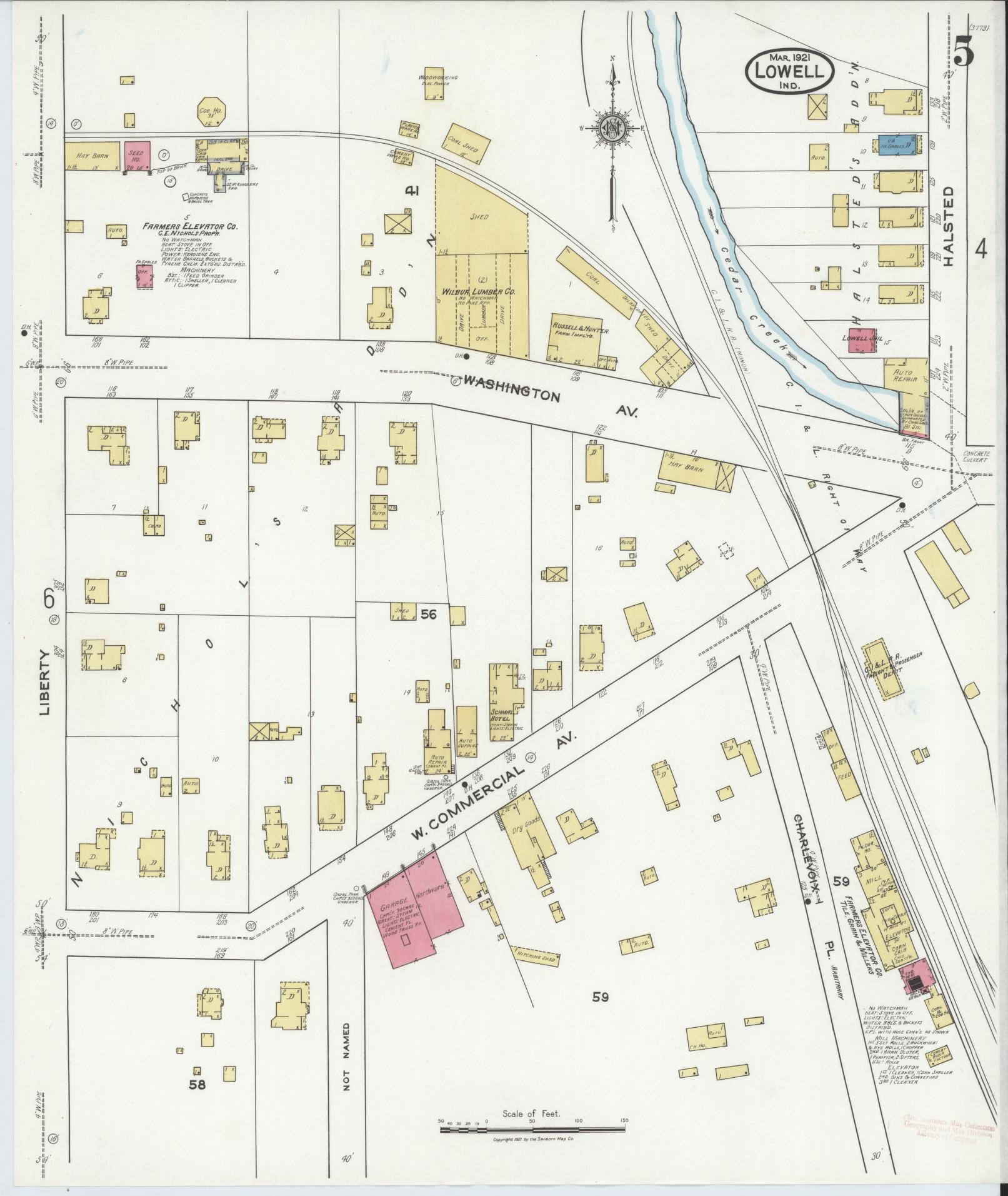 Sanborn Fire Insurance Map from Lowell, Lake County, Indiana (1921), Sheet #0005 - Complete Map Set gallery image, historic Sanborn map, vintage wall art, Indiana Indiana
