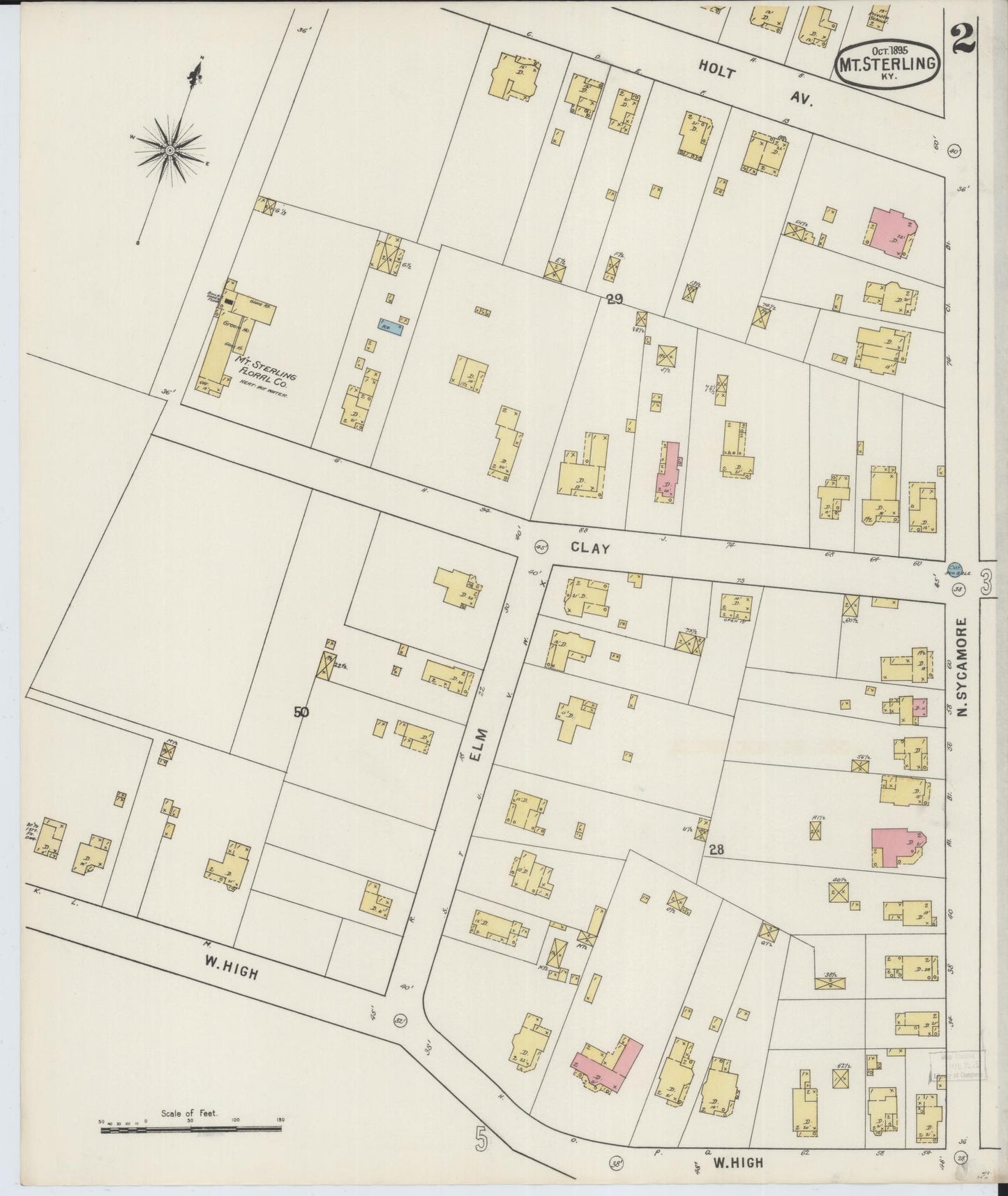 Sanborn Fire Insurance Map from Mount Sterling, Montgomery County, Kentucky (1895), Sheet #0002 - Complete Map Set gallery image, historic Sanborn map, vintage wall art, Kentucky Kentucky