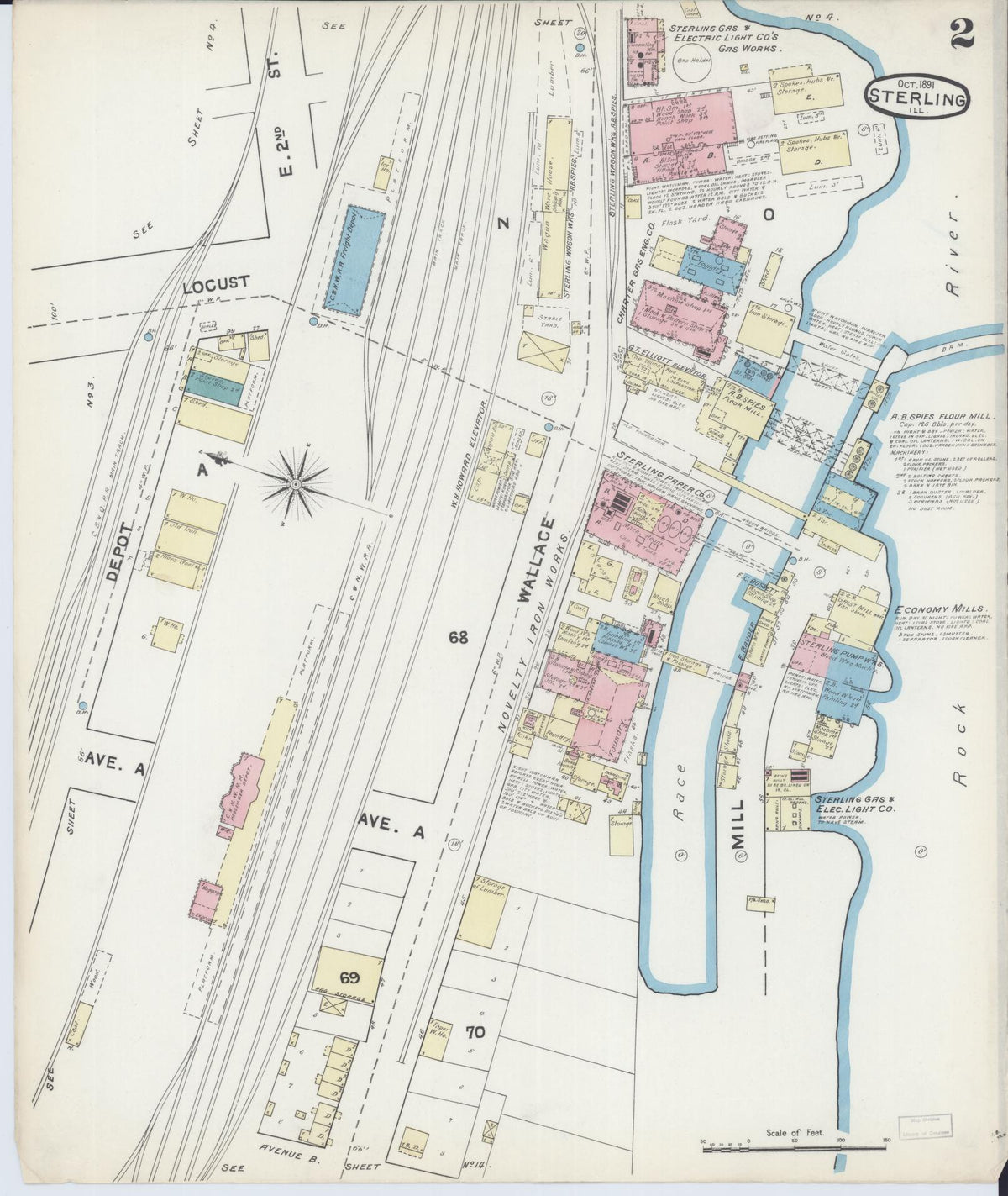 Sanborn Fire Insurance Map from Sterling, Whiteside County, Illinois (1891), Sheet #0002 - Complete Map Set gallery image, historic Sanborn map, vintage wall art, Illinois Illinois