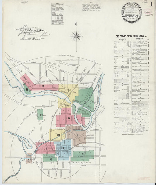 Sanborn Fire Insurance Map from Ballston Spa, Saratoga County, New York (1897), Sheet #0001 - Historic Sanborn Fire Insurance Map Print, vintage old map wall art, antique decor, genealogy gift, New York New York map