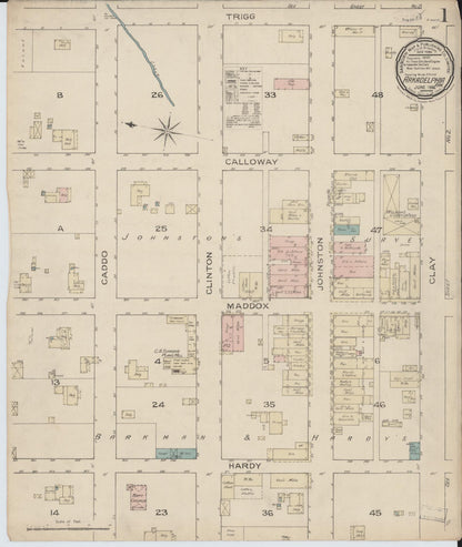 Sanborn Fire Insurance Map from Arkadelphia, Clark County, Arkansas (1886), Sheet #0001 - Complete Map Set gallery image, historic Sanborn map, vintage wall art, Arkansas Arkansas