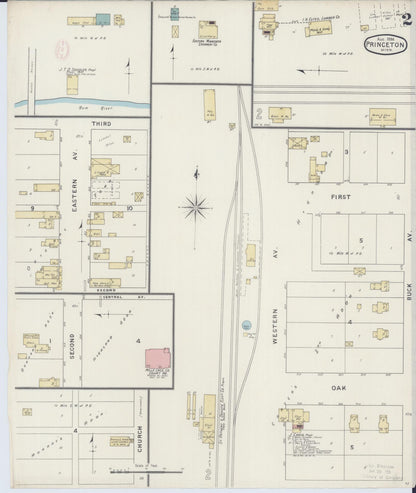 Sanborn Fire Insurance Map from Princeton, Mille Lacs County, Minnesota (1894), Sheet #0002 - Historic Sanborn Fire Insurance Map Print, vintage old map wall art, antique decor, genealogy gift, Minnesota Minnesota map
