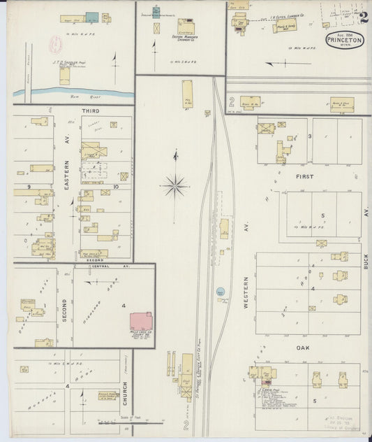 Sanborn Fire Insurance Map from Princeton, Mille Lacs County, Minnesota (1894), Sheet #0002 - Historic Sanborn Fire Insurance Map Print, vintage old map wall art, antique decor, genealogy gift, Minnesota Minnesota map