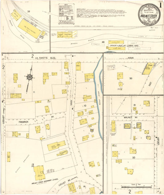 Sanborn Fire Insurance Map from Walnut Creek, Contra Costa County, California. (1915) – Historic Sanborn Fire Insurance Map Print