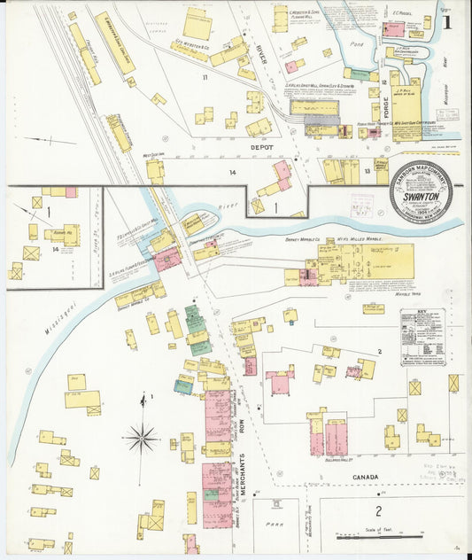 Sanborn Fire Insurance Map from Swanton, Franklin County, Vermont (1904), Sheet #0001 - Complete Map Set gallery image, historic Sanborn map, vintage wall art, Vermont Vermont