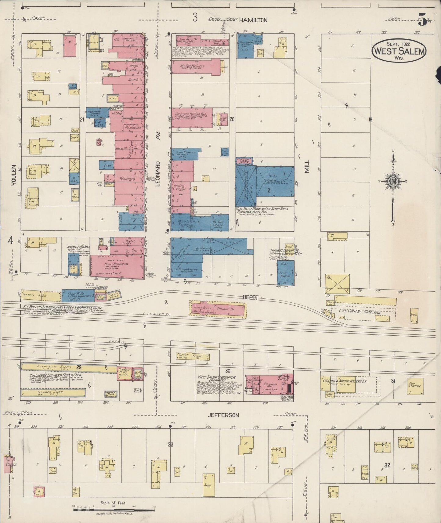 Sanborn Fire Insurance Map from West Salem, La Crosse County, Wisconsin (1922), Sheet #0005 - Complete Map Set gallery image, historic Sanborn map, vintage wall art, Wisconsin Wisconsin