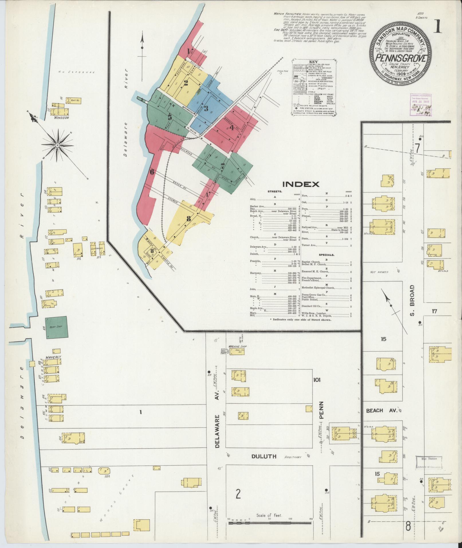 Sanborn Fire Insurance Map from Penns Grove, Salem County, New Jersey. (1909) – Historic Sanborn Fire Insurance Map Print