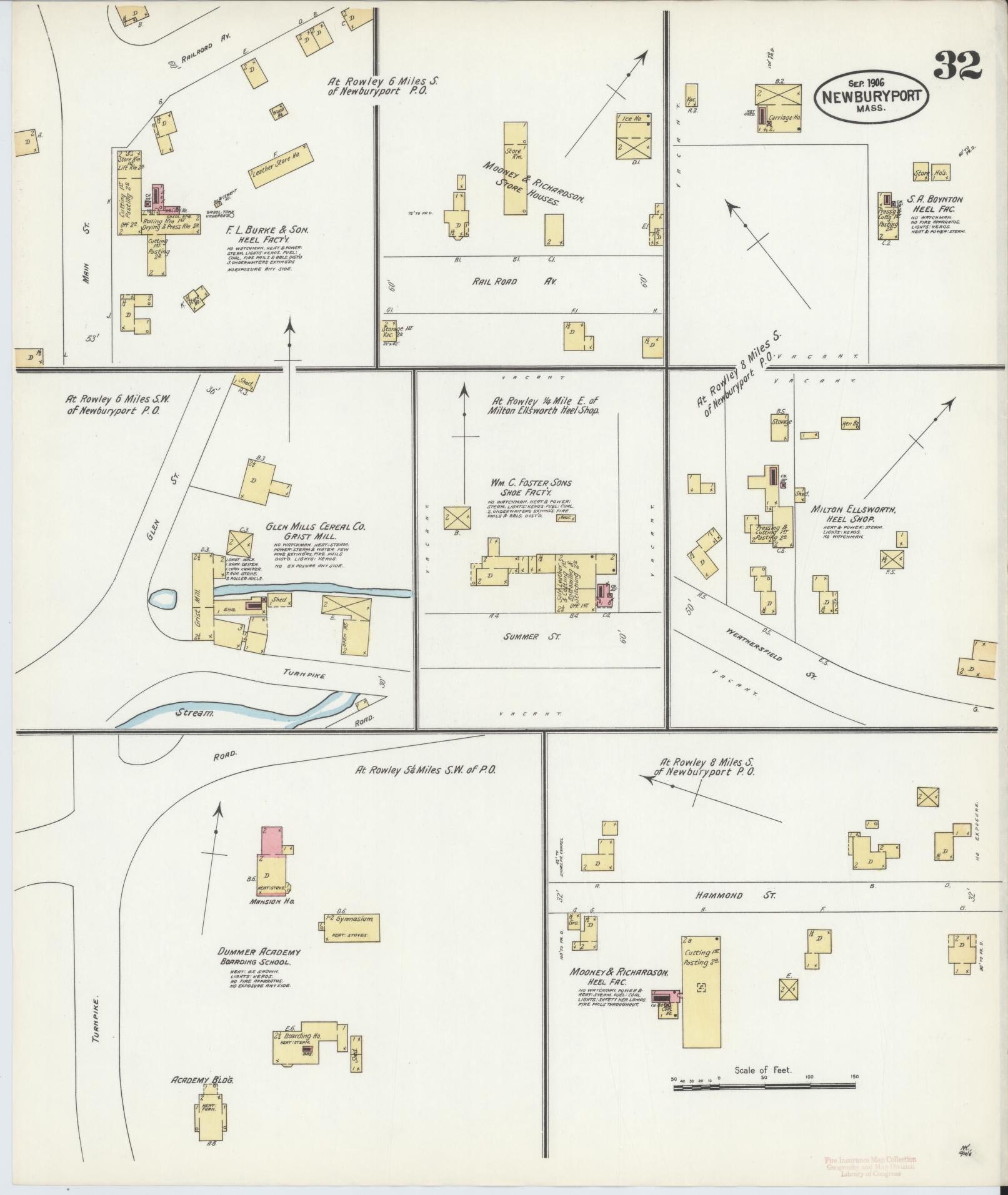 Sanborn Fire Insurance Map from Newburyport, Essex County, Massachusetts (1906), Sheet #0032 - Complete Map Set gallery image, historic Sanborn map, vintage wall art, Massachusetts Massachusetts