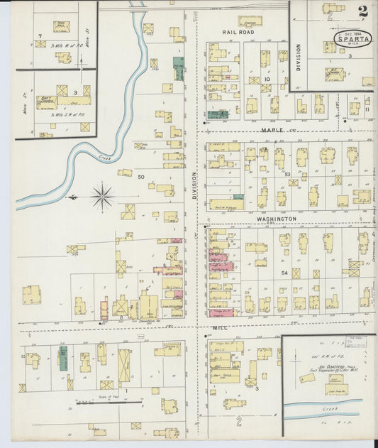 Sanborn Fire Insurance Map from Sparta, Kent County, Michigan (1894), Sheet #0002 - Historic Sanborn Fire Insurance Map Print, vintage old map wall art, antique decor, genealogy gift, Michigan Michigan map