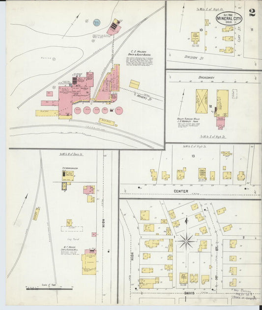 Sanborn Fire Insurance Map from Mineral City, Tuscarawas County, Ohio (1902), Sheet #0002 - Historic Sanborn Fire Insurance Map Print, vintage old map wall art, antique decor, genealogy gift, Ohio Ohio map