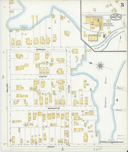 Sanborn Fire Insurance Map from Hampton, Independent Cities, Virginia (1900), Sheet #0003 - Complete Map Set gallery image, historic Sanborn map, vintage wall art, Virginia Virginia