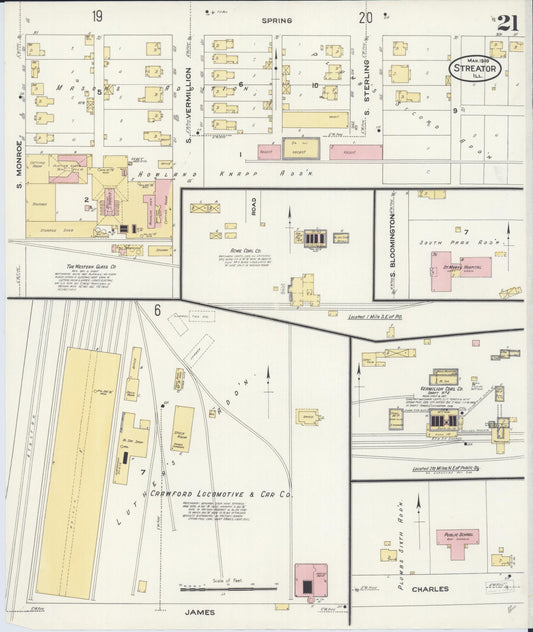 Sanborn Fire Insurance Map from Streator, La Salle County, Illinois (1909), Sheet #0021 - Historic Sanborn Fire Insurance Map Print, vintage old map wall art, antique decor, genealogy gift, Illinois Illinois map