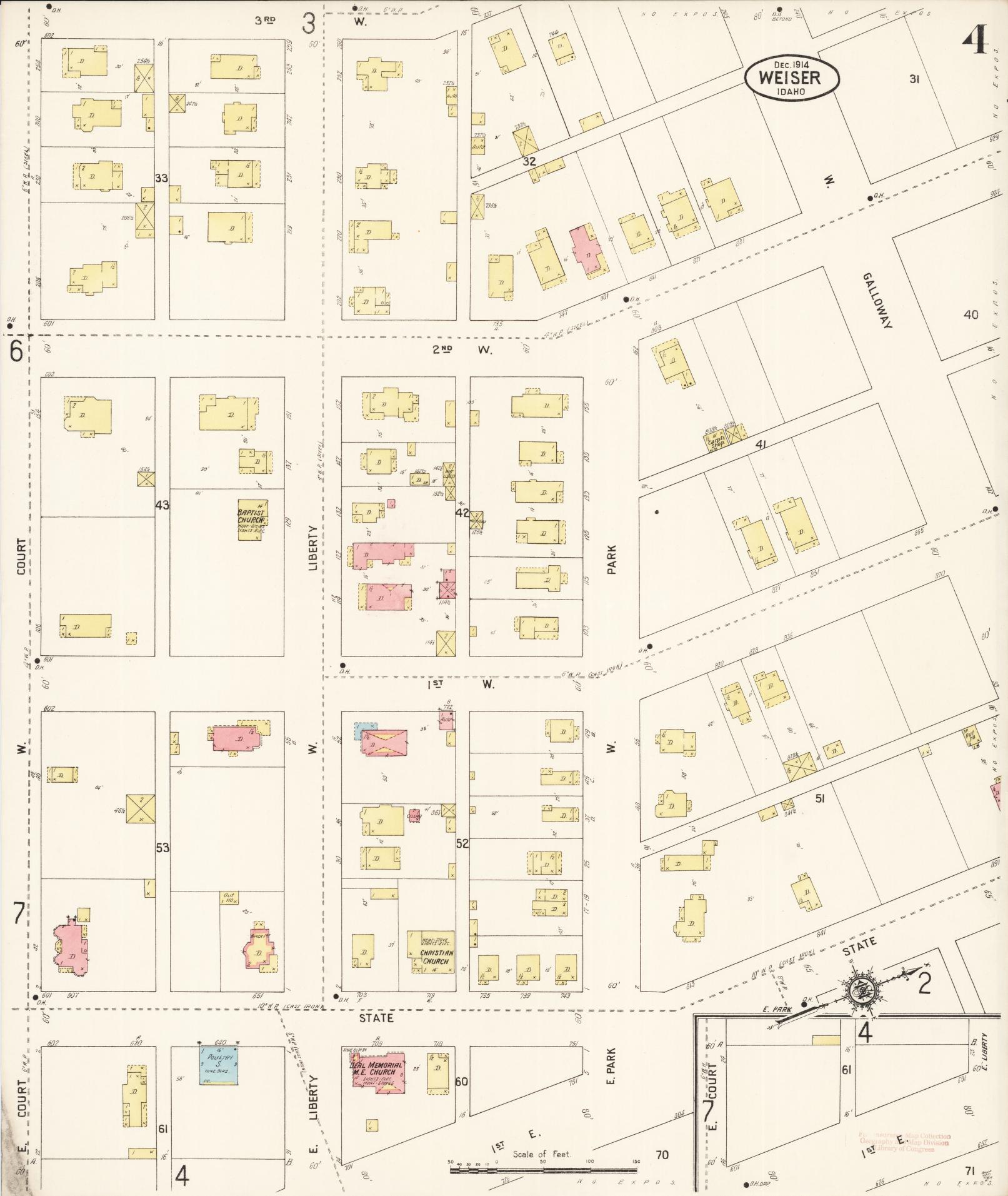 Sanborn Fire Insurance Map from Weiser, Washington County, Idaho (1914), Sheet #0004 - Complete Map Set gallery image, historic Sanborn map, vintage wall art, Idaho Idaho