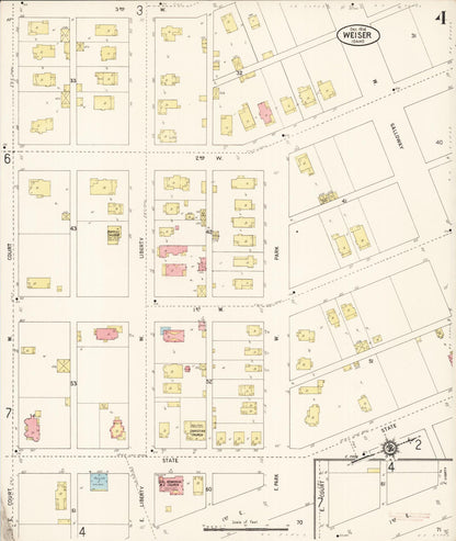 Sanborn Fire Insurance Map from Weiser, Washington County, Idaho (1914), Sheet #0004 - Complete Map Set gallery image, historic Sanborn map, vintage wall art, Idaho Idaho