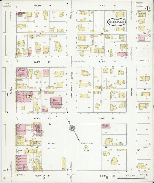Sanborn Fire Insurance Map from Metropolis, Massac County, Illinois (1910), Sheet #0004 - Historic Sanborn Fire Insurance Map Print, vintage old map wall art, antique decor, genealogy gift, Illinois Illinois map
