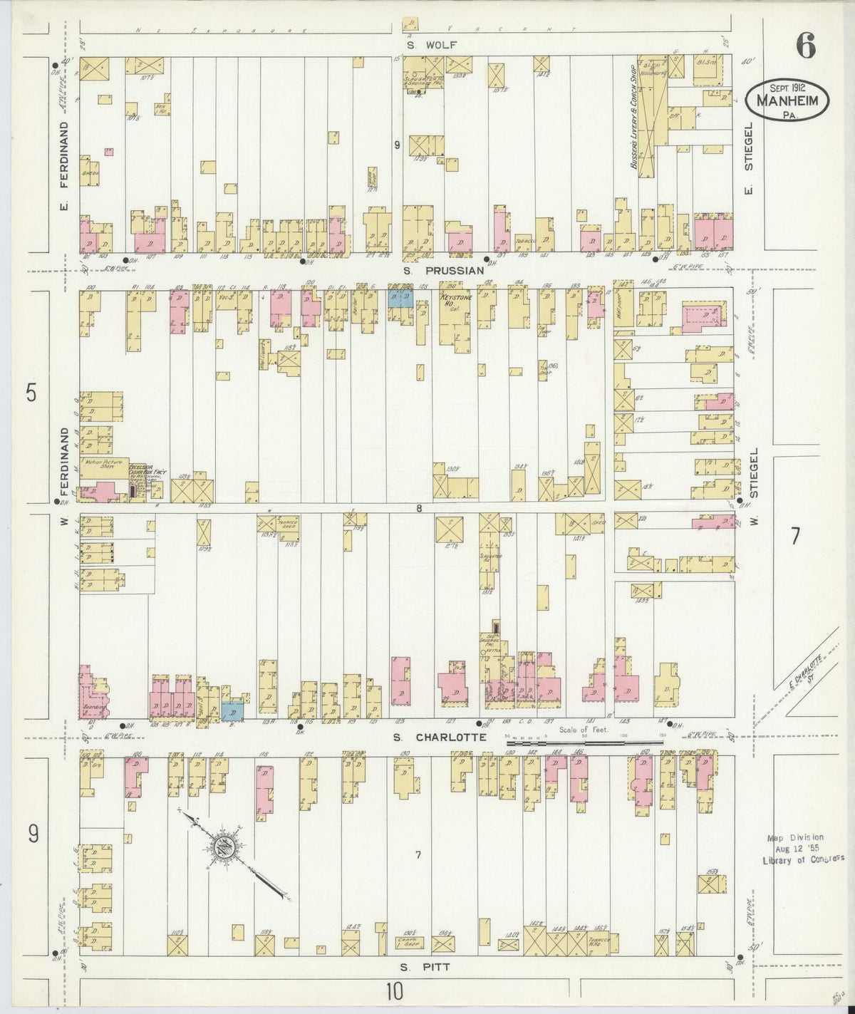 Sanborn Fire Insurance Map from Manheim, Lancaster County, Pennsylvania (1912), Sheet #0006 - Complete Map Set gallery image, historic Sanborn map, vintage wall art, Pennsylvania Pennsylvania