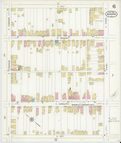 Sanborn Fire Insurance Map from Manheim, Lancaster County, Pennsylvania (1912), Sheet #0006 - Complete Map Set gallery image, historic Sanborn map, vintage wall art, Pennsylvania Pennsylvania