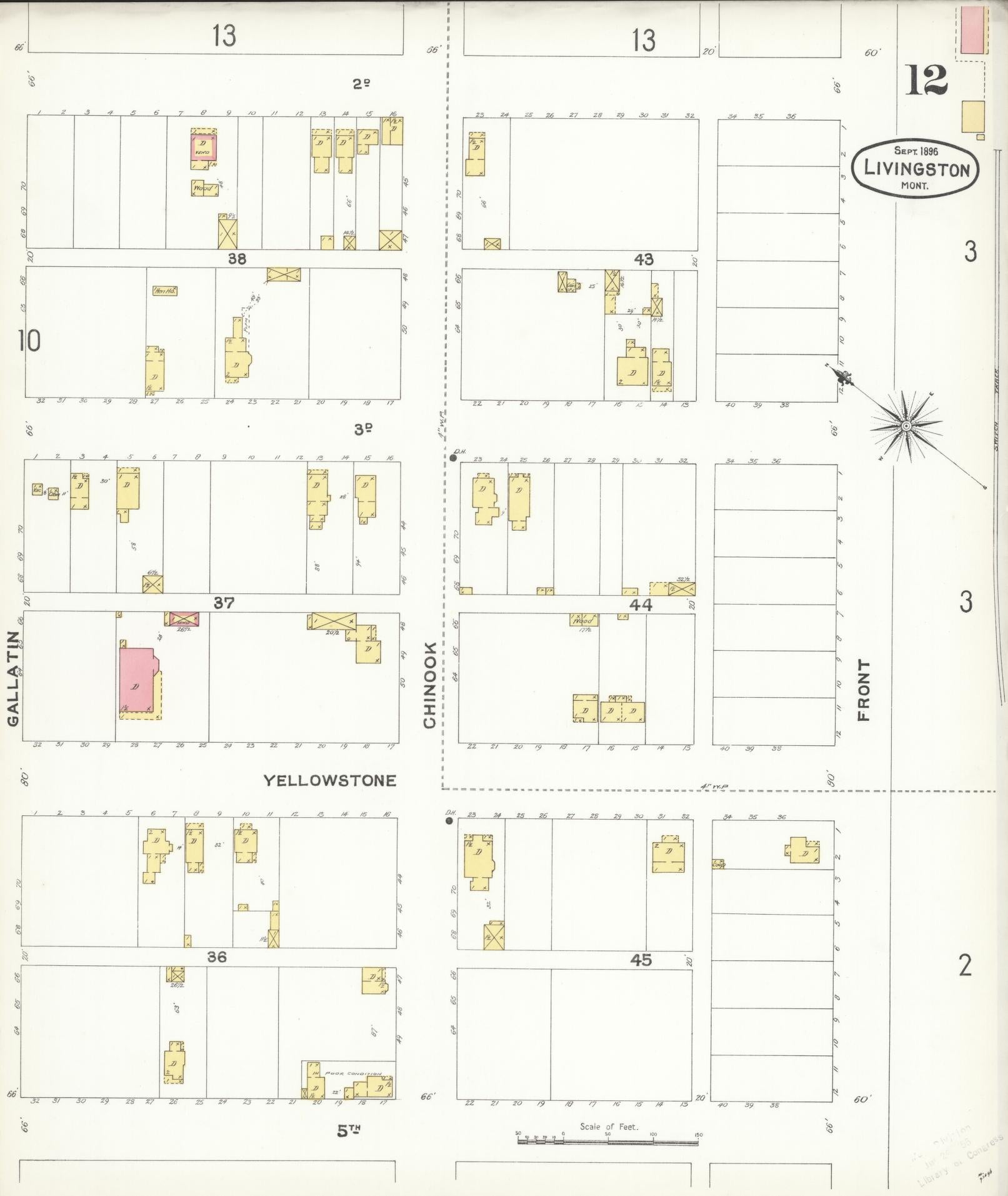 Sanborn Fire Insurance Map from Livingston, Park County, Montana (1896), Sheet #0012 - Complete Map Set gallery image, historic Sanborn map, vintage wall art, Montana Montana