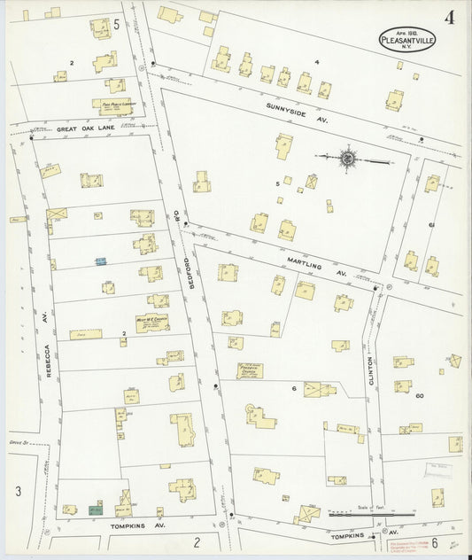 Sanborn Fire Insurance Map from Pleasantville, Westchester County, New York (1910), Sheet #0004 - Historic Sanborn Fire Insurance Map Print, vintage old map wall art, antique decor, genealogy gift, New York New York map