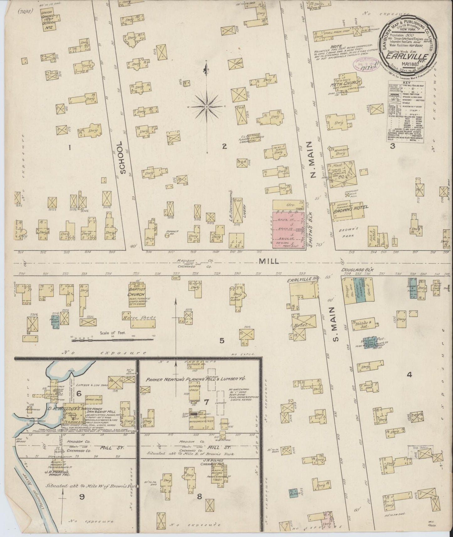 Sanborn Fire Insurance Map from Earlville, Madison And Chenango Counties, New York. (1887) – Historic Sanborn Fire Insurance Map Print