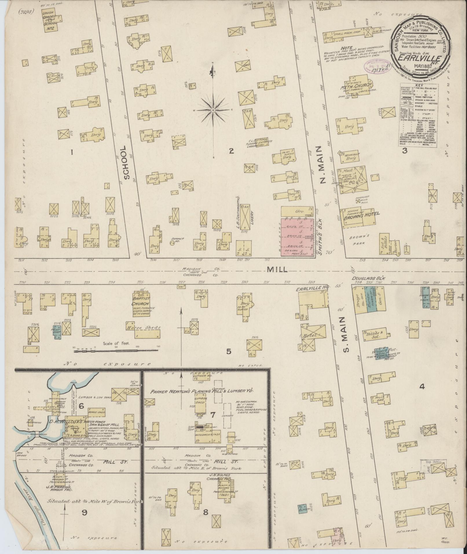 Sanborn Fire Insurance Map from Earlville, Madison And Chenango Counties, New York. (1887) – Historic Sanborn Fire Insurance Map Print