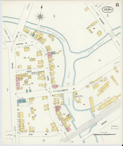 Sanborn Fire Insurance Map from Rahway, Union County, New Jersey (1908), Sheet #0008 - Complete Map Set gallery image, historic Sanborn map, vintage wall art, New Jersey New Jersey