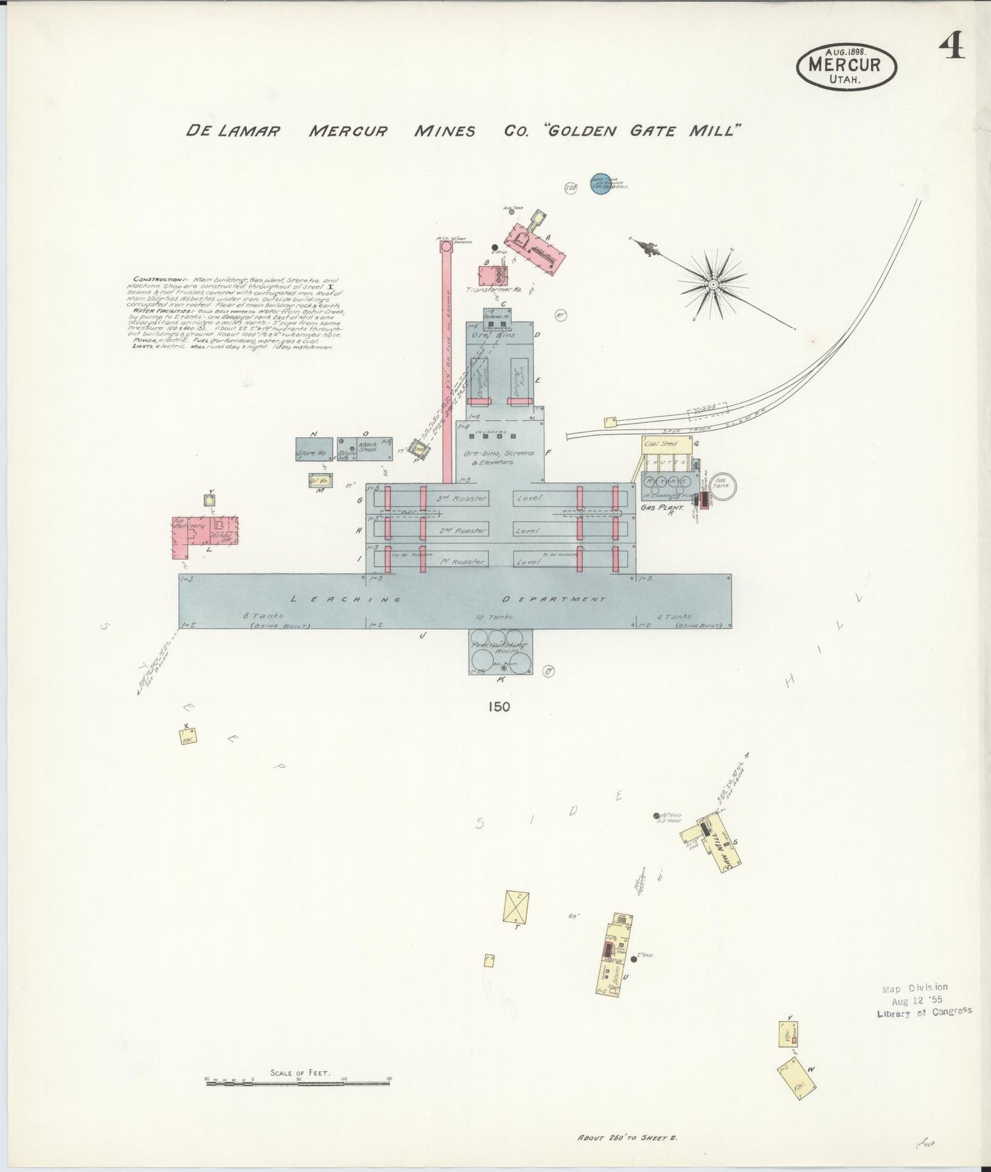 Sanborn Fire Insurance Map from Mercur, Toele County, Utah (1898), Sheet #0004 - Complete Map Set gallery image, historic Sanborn map, vintage wall art, Utah Utah