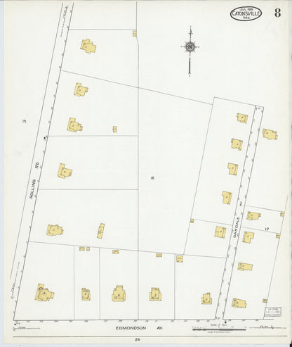 Sanborn Fire Insurance Map from Catonsville, Baltimore County, Maryland (1919), Sheet #0008 - Complete Map Set gallery image, historic Sanborn map, vintage wall art, Maryland Maryland