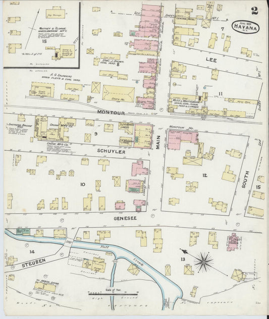 Sanborn Fire Insurance Map from Havana, Schuyler County, New York (1891), Sheet #0002 - Historic Sanborn Fire Insurance Map Print, vintage old map wall art, antique decor, genealogy gift, New York New York map