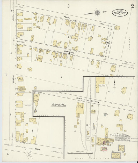 Sanborn Fire Insurance Map from Allentown, Monmouth County, New Jersey (1910), Sheet #0002 - Historic Sanborn Fire Insurance Map Print, vintage old map wall art, antique decor, genealogy gift, New Jersey New Jersey map