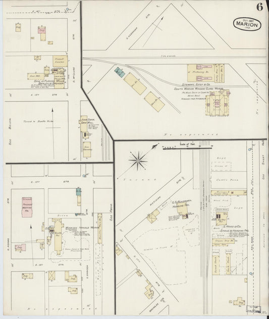 Sanborn Fire Insurance Map from Marion, Grant County, Indiana (1887), Sheet #0006 - Historic Sanborn Fire Insurance Map Print, vintage old map wall art, antique decor, genealogy gift, Indiana Indiana map