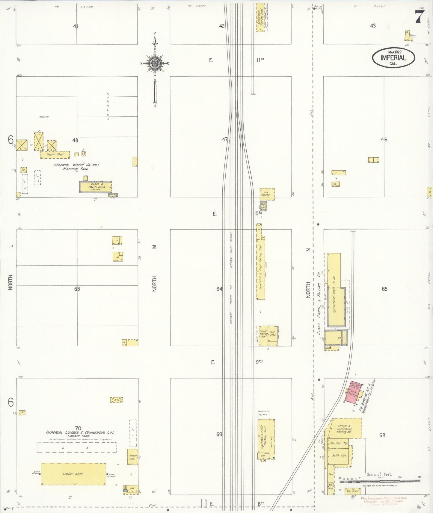 Sanborn Fire Insurance Map from Imperial, Imperial County, California (1922), Sheet #0007 - Historic Sanborn Fire Insurance Map Print, vintage old map wall art, antique decor, genealogy gift, California California map