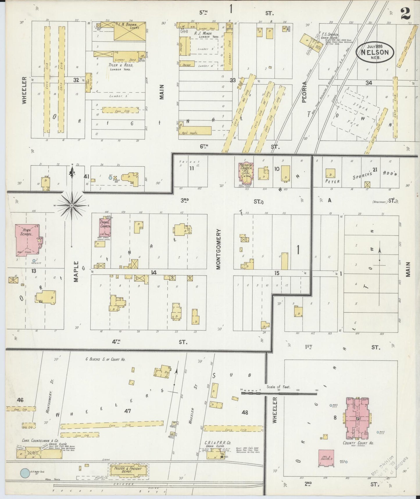 Sanborn Fire Insurance Map from Nelson, Nuckolls County, Nebraska (1899), Sheet #0002 - Complete Map Set gallery image, historic Sanborn map, vintage wall art, Nebraska Nebraska
