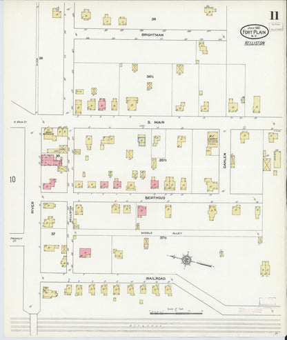 Sanborn Fire Insurance Map from Fort Plain, Montgomery County, New York (1912), Sheet #0011 - Historic Sanborn Fire Insurance Map Print, vintage old map wall art, antique decor, genealogy gift, New York New York map