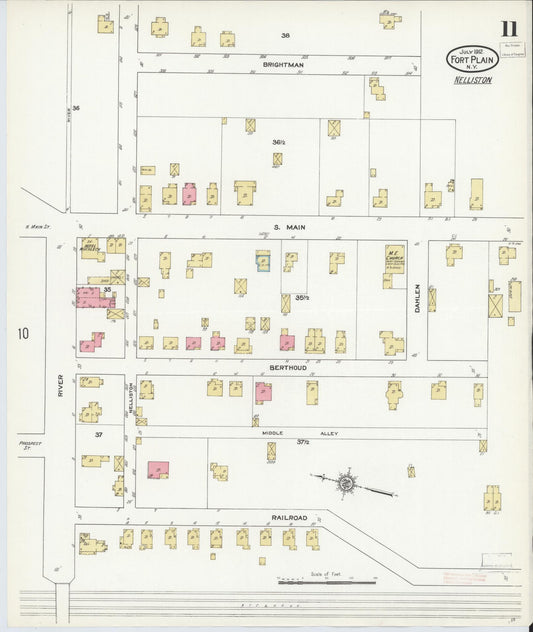 Sanborn Fire Insurance Map from Fort Plain, Montgomery County, New York (1912), Sheet #0011 - Historic Sanborn Fire Insurance Map Print, vintage old map wall art, antique decor, genealogy gift, New York New York map