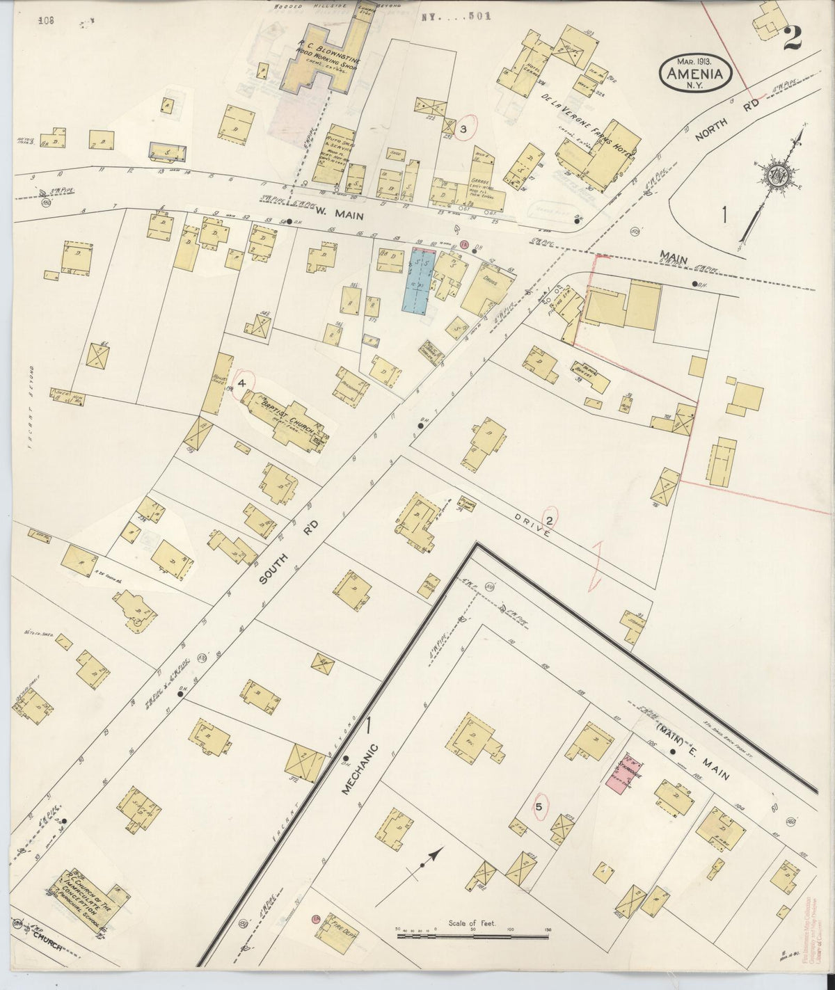 Sanborn Fire Insurance Map from Amenia, Dutchess County, New York (1934), Sheet #0002 - Complete Map Set gallery image, historic Sanborn map, vintage wall art, New York New York