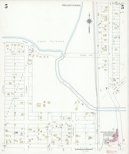 Sanborn Fire Insurance Map from Waterville, Le Sueur County, Minnesota (1937), Sheet #0005 - Historic Sanborn Fire Insurance Map Print, vintage old map wall art, antique decor, genealogy gift, Minnesota Minnesota map