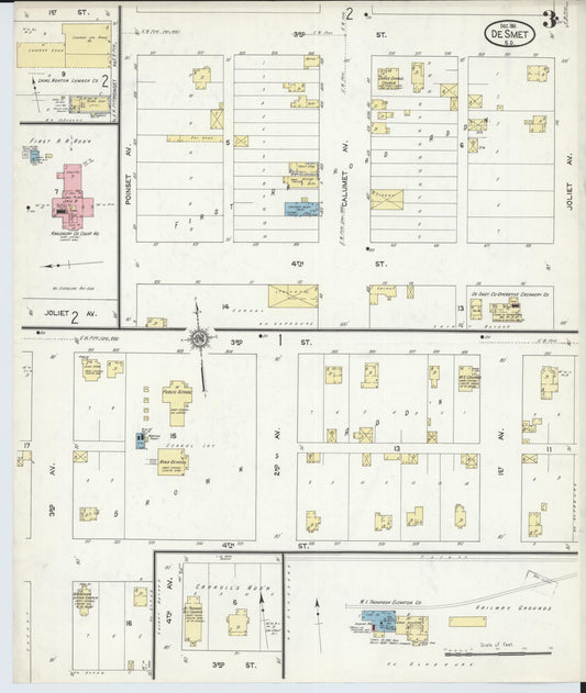 Sanborn Fire Insurance Map from De Smet, Kingsbury County, South Dakota (1911), Sheet #0003 - Historic Sanborn Fire Insurance Map Print, vintage old map wall art, antique decor, genealogy gift, South Dakota South Dakota map