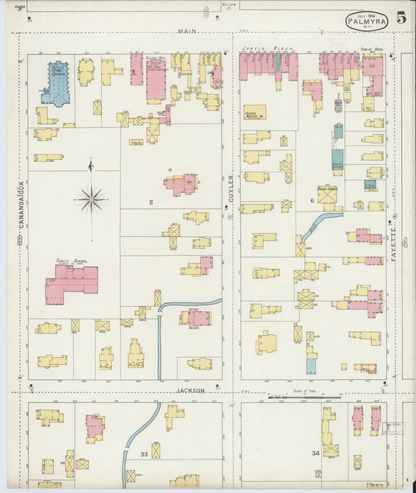 Sanborn Fire Insurance Map from Palmyra, Wayne County, New York (1894), Sheet #0005 - Complete Map Set gallery image, historic Sanborn map, vintage wall art, New York New York