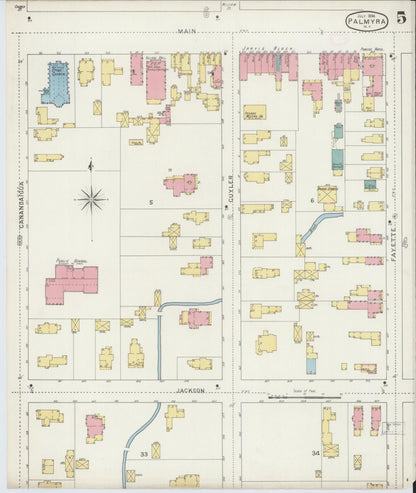 Sanborn Fire Insurance Map from Palmyra, Wayne County, New York (1894), Sheet #0005 - Complete Map Set gallery image, historic Sanborn map, vintage wall art, New York New York