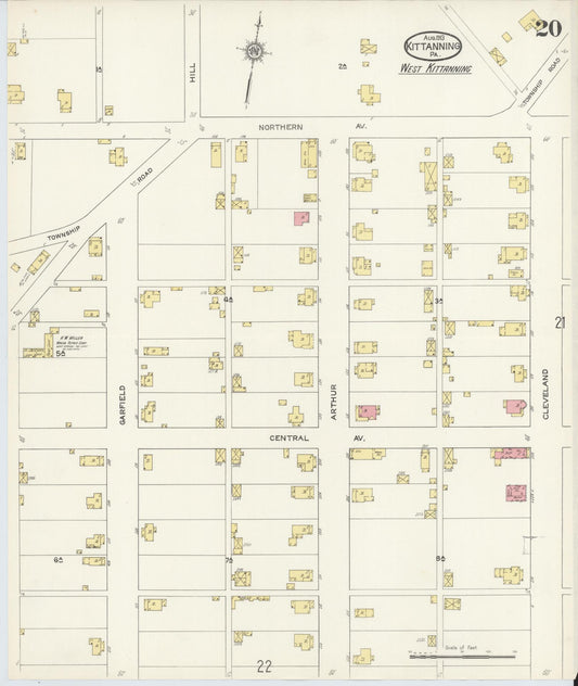 Sanborn Fire Insurance Map from Kittanning, Armstrong County, Pennsylvania (1913), Sheet #0020 - Historic Sanborn Fire Insurance Map Print, vintage old map wall art, antique decor, genealogy gift, Pennsylvania Pennsylvania map