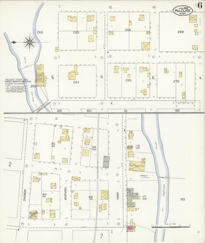 Sanborn Fire Insurance Map from Palouse City, Whitman County, Washington (1908), Sheet #0006 - Complete Map Set gallery image, historic Sanborn map, vintage wall art, Washington Washington