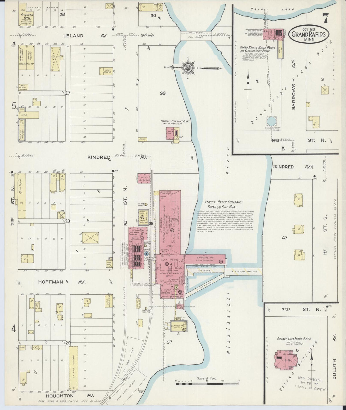 Sanborn Fire Insurance Map from Grand Rapids, Itasca County, Minnesota (1913), Sheet #0007 - Complete Map Set gallery image, historic Sanborn map, vintage wall art, Minnesota Minnesota